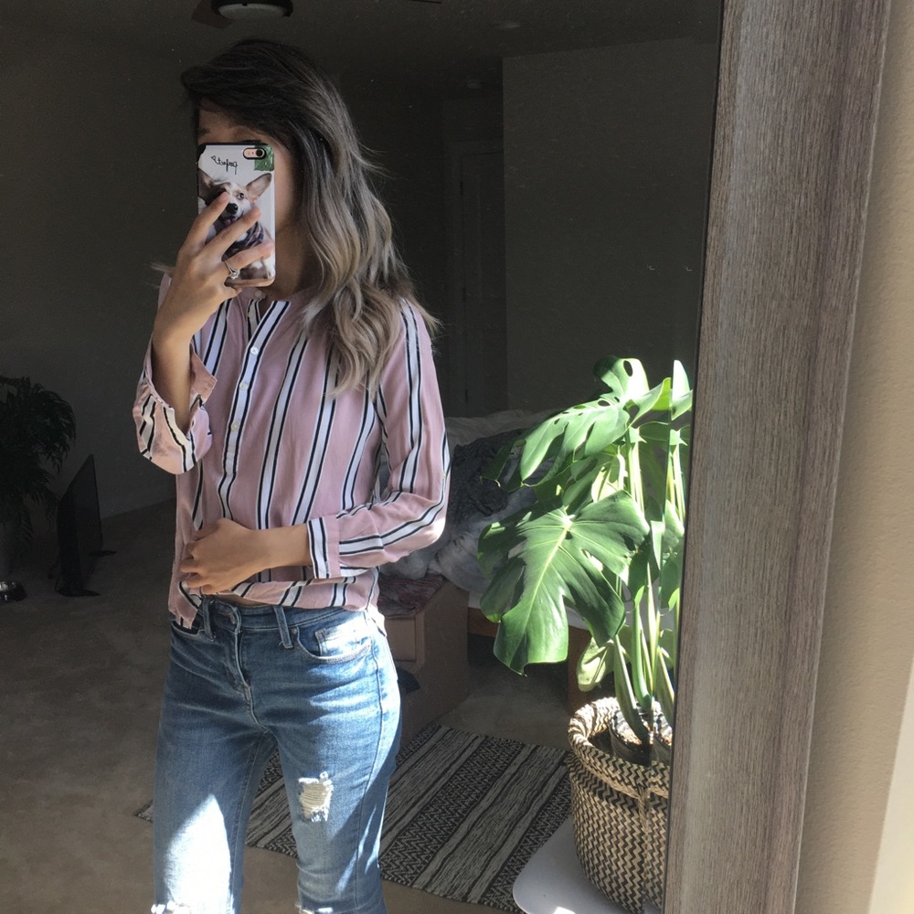 Light Pink Striped Blouse